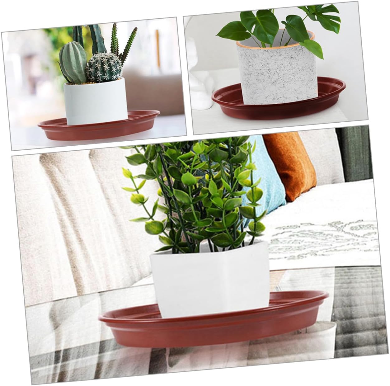 MERRYHAPY 20pcs Round Plant Saucer Trays Durable Plastic Drip Trays for Flower Pots for Plant Drainage and Home Decoration Red