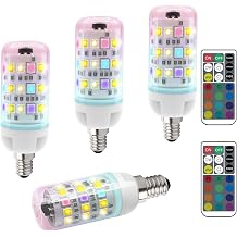 XRise E12 LED Bulb 2.5W Dimmable RGB+Warm White Color Changing with Remote Control Equivalent 25W Halogen E12 Base LED Light Bulbs 3000K 250LM, No Flicker,6 Pack