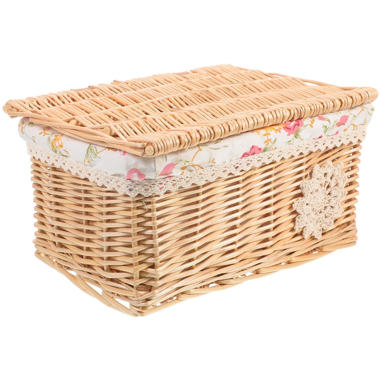 Boîte en osier tressé MAGICLULU avec couvercle beige pour petits objets de cuisine