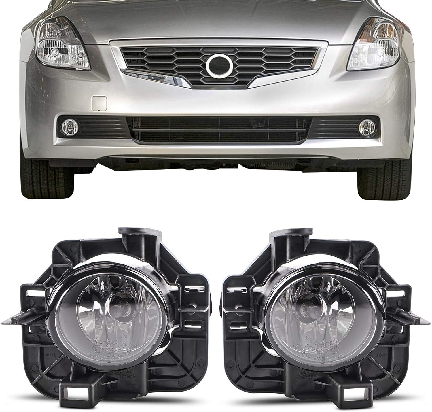 DLAA Fog Lights For Nissan Altima 2007 2008 2009 Fog Lamps Assembly Replacement Clear Lens OE Style