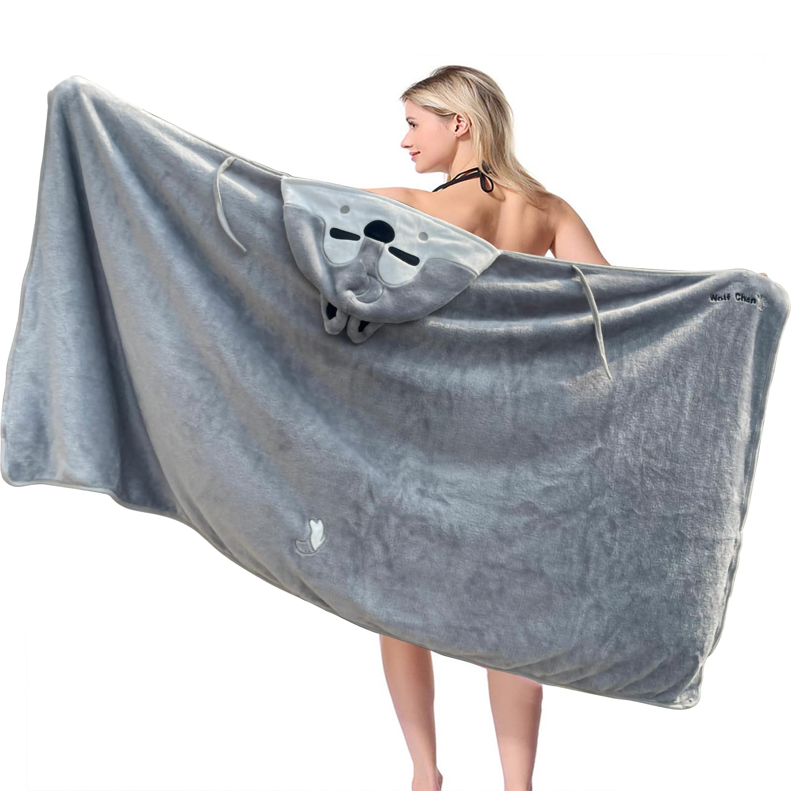 Koreanische Boygroup Plüsch Umhang mit Kapuze, Koreanische Boygroup Umhangdecke, 146 x 84 cm Wolf Bequeme Decke Umhang für Kinder, Decke für Sofa, warm, leicht und tragbar, für Schlafsäle
