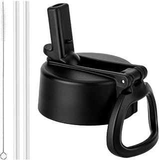 Straw Lid for Hydro Flask 12 16 18 20 32 40 64 oz Wide Mouth Bottle | Replacement Lid with Straw for Hydroflask, BPA Free with Portable Handle & Cleaning Brush, for Commute, Gym, Outdoors