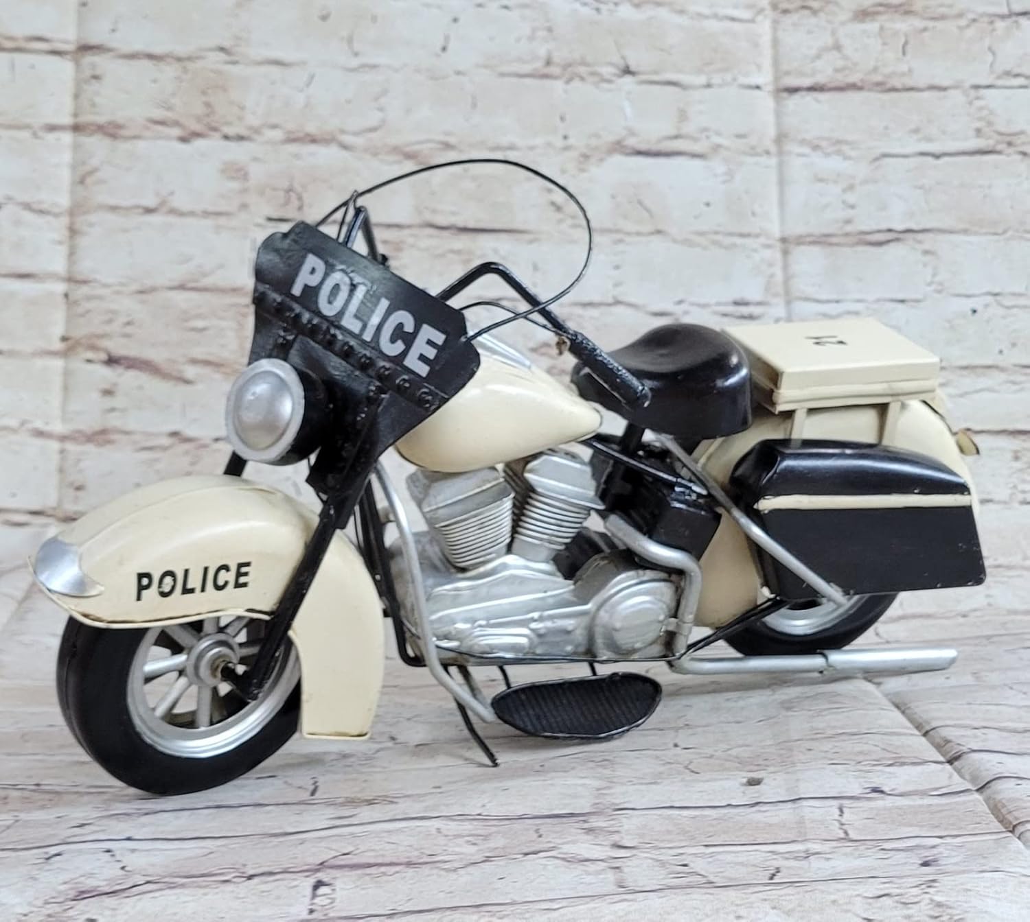EUROPEAN BRONZE Metal Retro Police Motorcycle Model for Home Decor, Policeman Gift Items Gift Deal Handmade Art