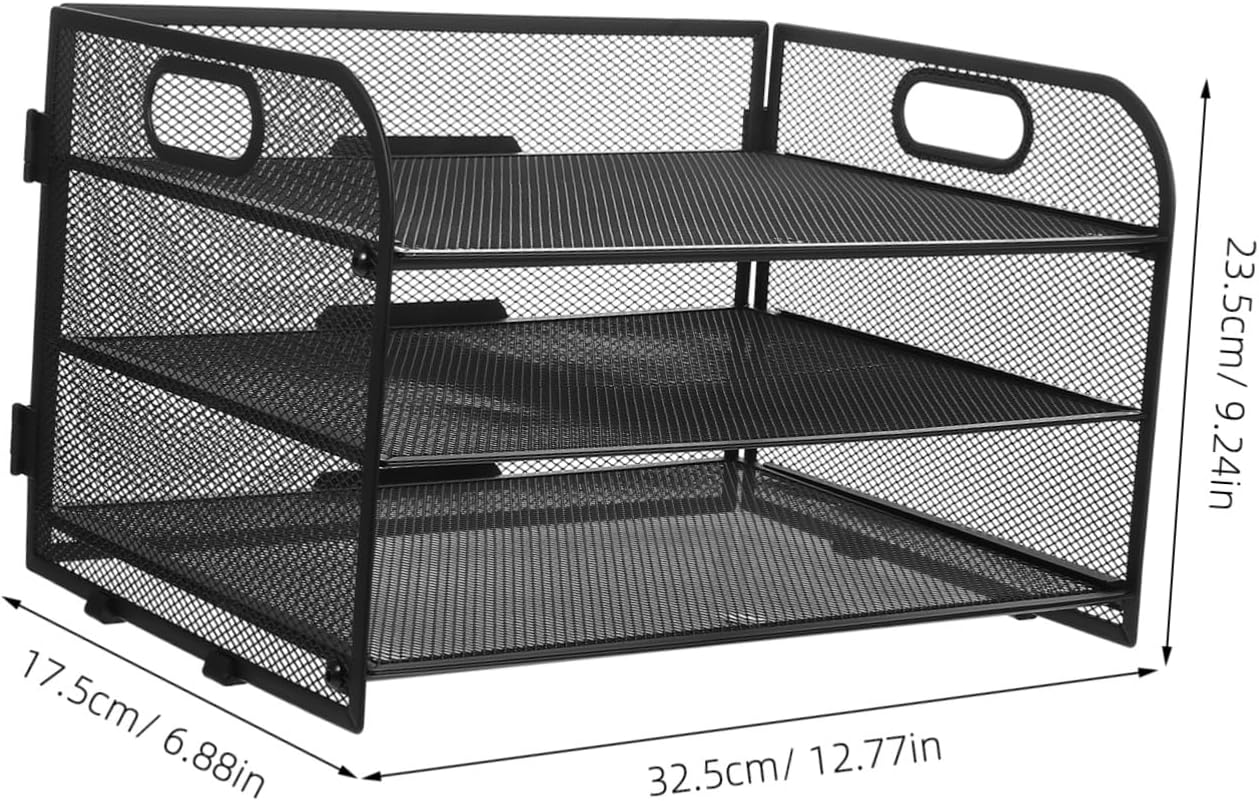 Desktop File Organizer Mesh Document Storage Rack for Office Supplies Removable Layers for Versatile Organization Stylish Design for Home Office Use