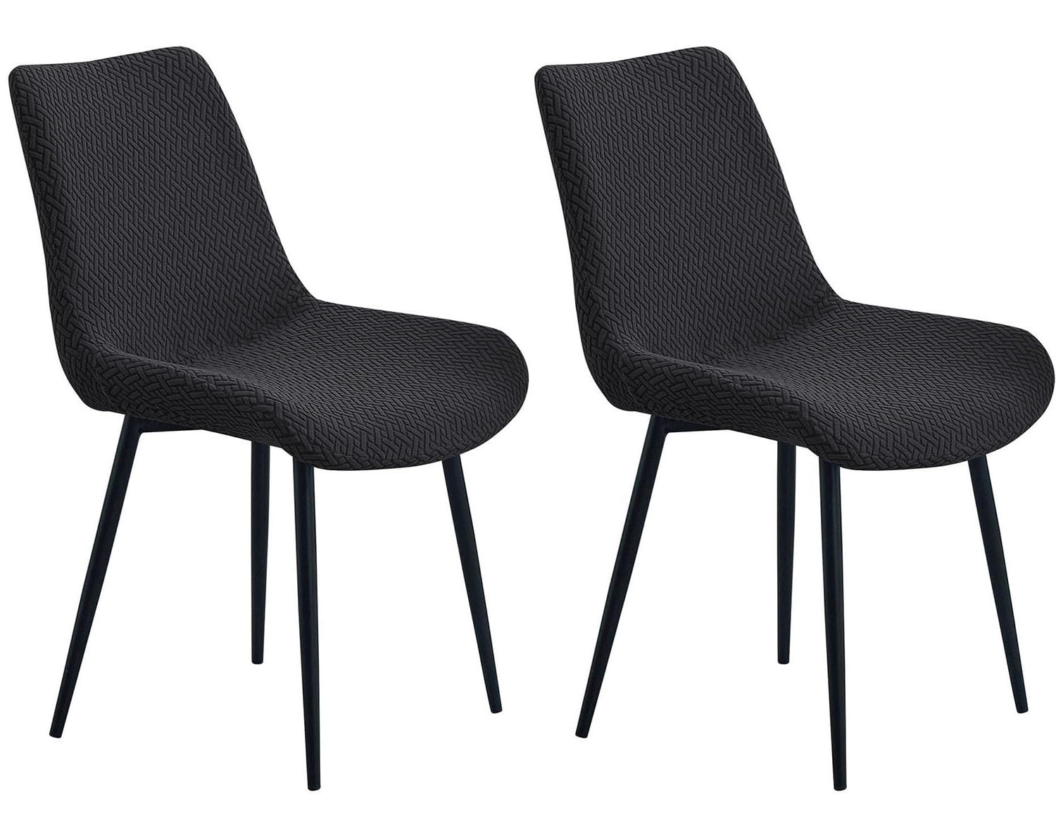 YOPOIY Shell Chair Covers Set of 6 4 2, High Stretch Curved Back Dining Chair Slipcovers, Mid Century Modern Armless Accent Side Chair Furniture Protector (black,2 PCS)