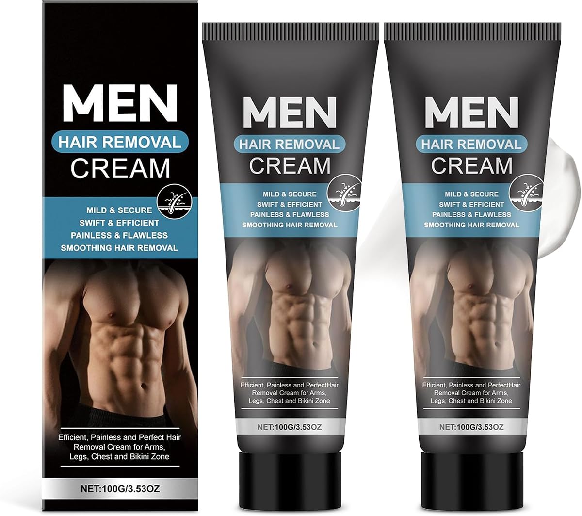 Intimate Hair Removal Cream for Men: Effective Painless Flawless Depilatory Cream for arms legs chest and Pubic Area - Suitable for All Skin Types