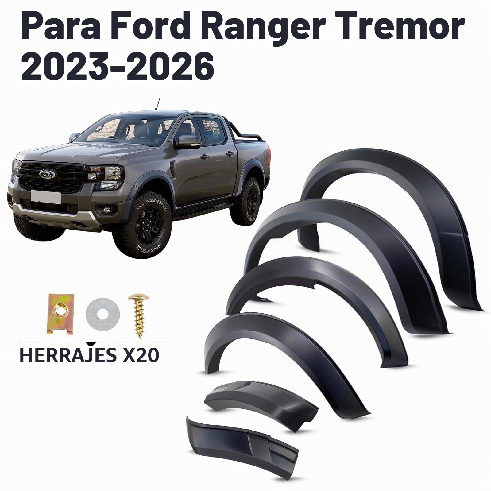 Ampliador de guardabarros para Ford Ranger T9 2023-2024-2025 Termor Limited Doble Cabina Fender Flares de 5 pulgadas, accesorio de ampliación de eje de rueda