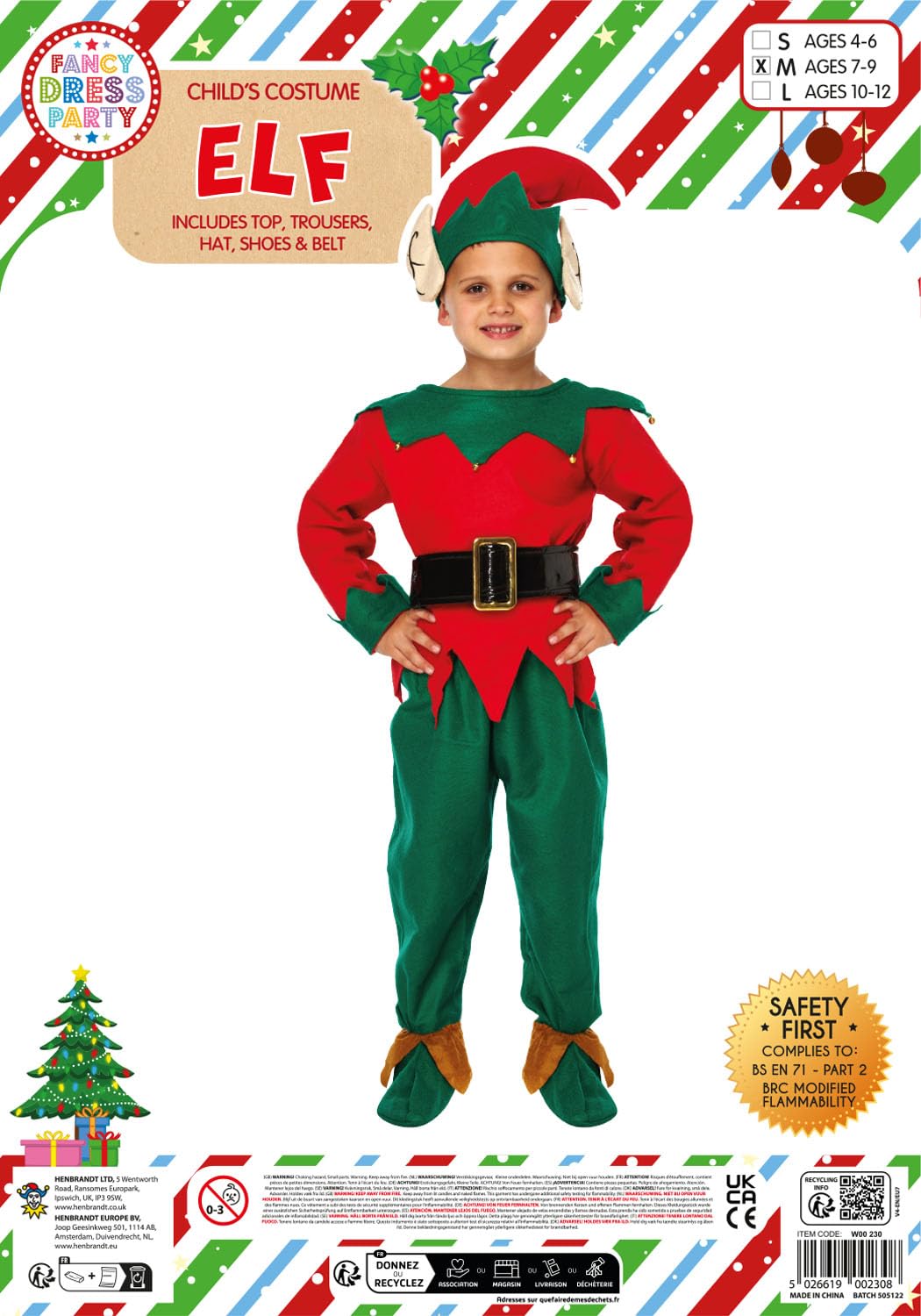 HENBRANDT Children’s Christmas Elf Xmas Fancy Dress Costume Size Large Ages 10-12 Boys Girls Elf Outfit for Kids - Image 4