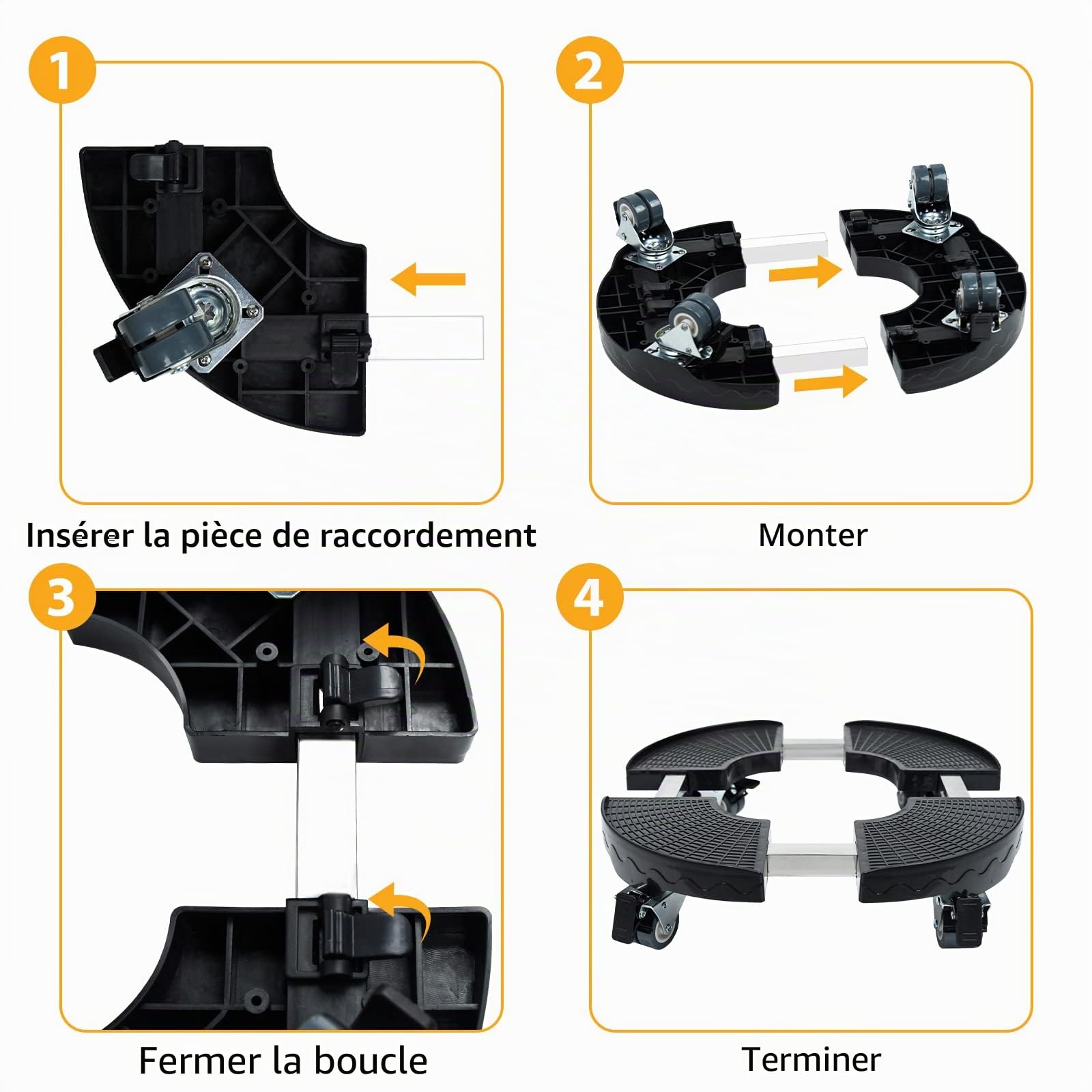 LARS360 Rouleau pour plantes de 39 à 52 cm de diamètre, réglable pour l'intérieur et l'extérieur - Avec roues rotatives à 360 °, panneau antidérapant, capacité de charge 300 kg (noir)