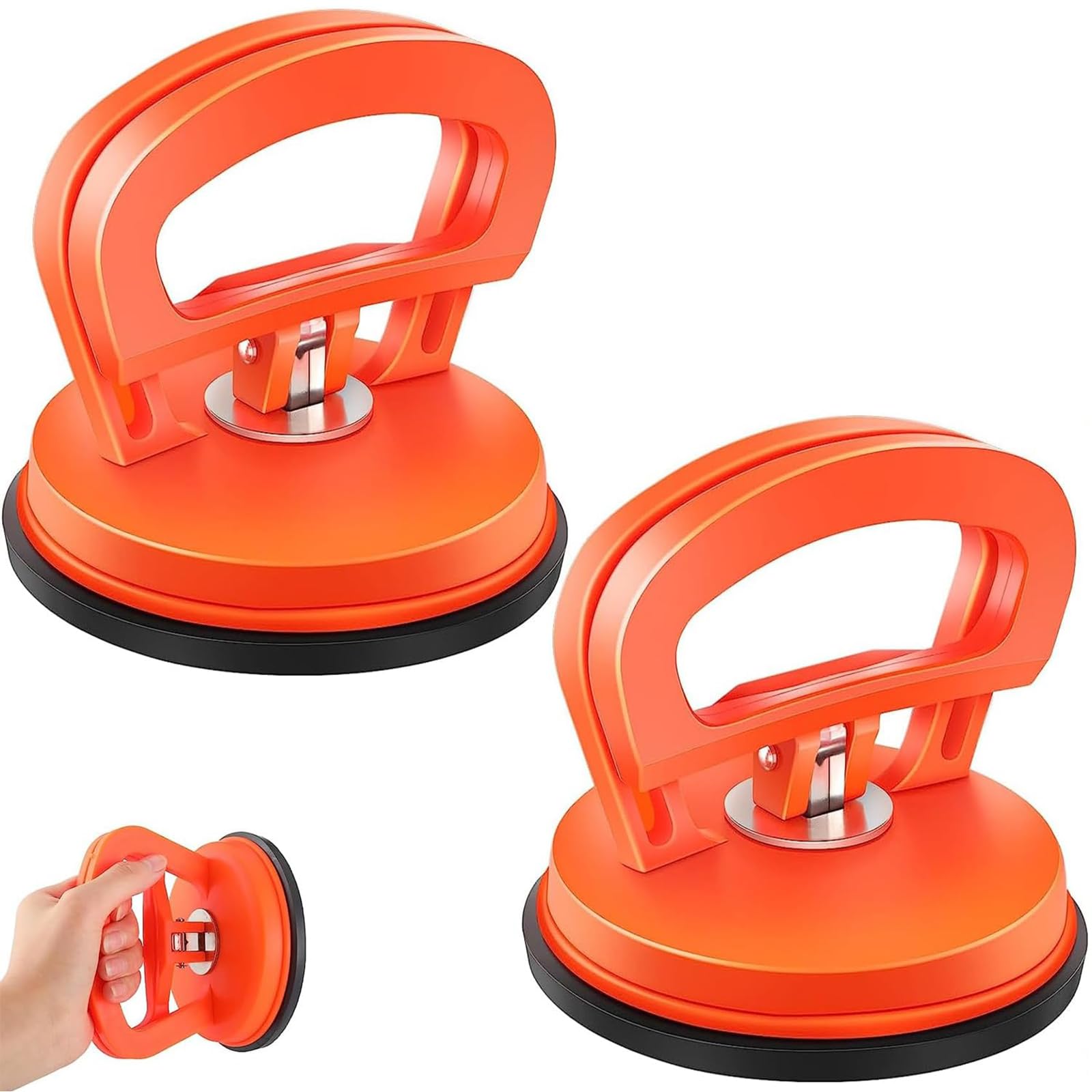 Set di 2 Ventose per Carrozzeria Arancioni, Estrattore Ammaccature Auto Professionale, Sollevatore per Vetro, Piastrelle e Schermi Smartphone, Kit di Riparazione Fai-da-Te ad Alta Tenuta