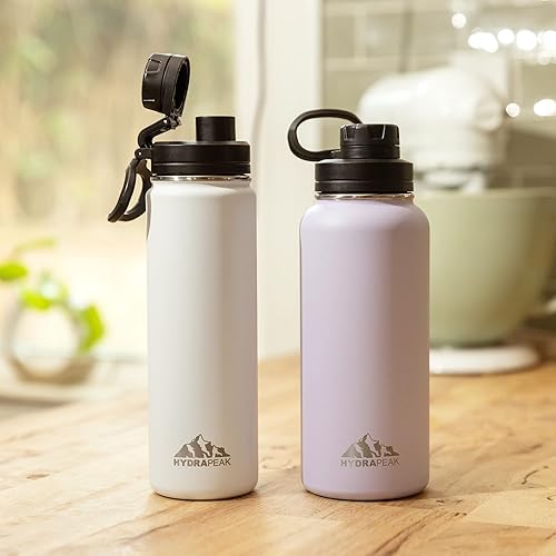 Miniatura 8 de Hydrapeak - Botella de agua de 32 onzas, con tapa Chug, reutilizable, de acero inoxidable, a prueba de fugas, aislamiento térmico al vacío de doble