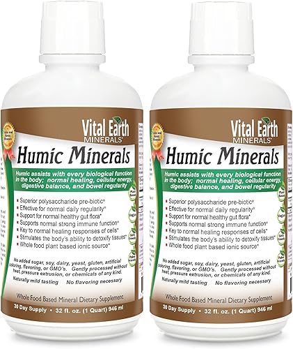 Vital Earth - Minerales húmicos - Más de 70 minerales traza con ácido fúlvico de origen natural, suplemento mineral líquido alcalinizante para