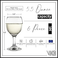 Vista 4 de Vikko Copas de vino pequeñas de 5.5 onzas, juego de 6 hermosas copas de vino redondas de postre, vidrio de tallo duradero, apto para lavavajillas