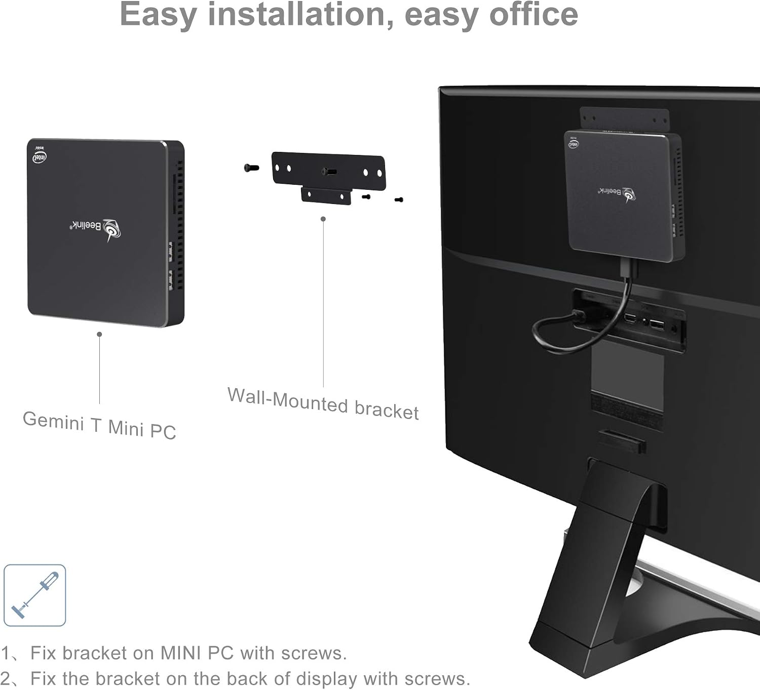 Beelink Mini PC Intel Celeron N3450(up to 2.2GHz),Windows 10 Pro Mini Desktop Computer, 8GB DDR3/128GB SSD, 2.4G/5G Dual WiFi, Gigabit Ethernet, 4K HD Dual HDMI Ports