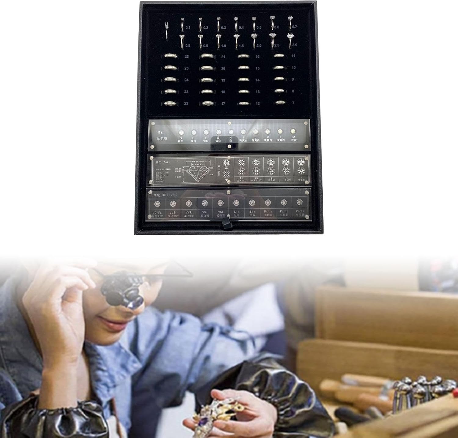 Diamond Tester Box Jewelry Testing Kit Case Diamond Testing Device Diamond Test Kit for Identification Evaluation Comparison