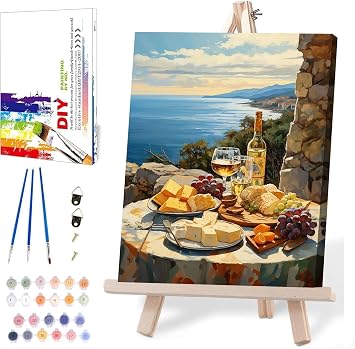 MIRCVSH Paint by Number Kit for Adults Beginners, Landscape Paint by Number for Adults on Canvas Framed, DIY Oil Painting Kits Art Crafts with Wooden Frame12x16inch