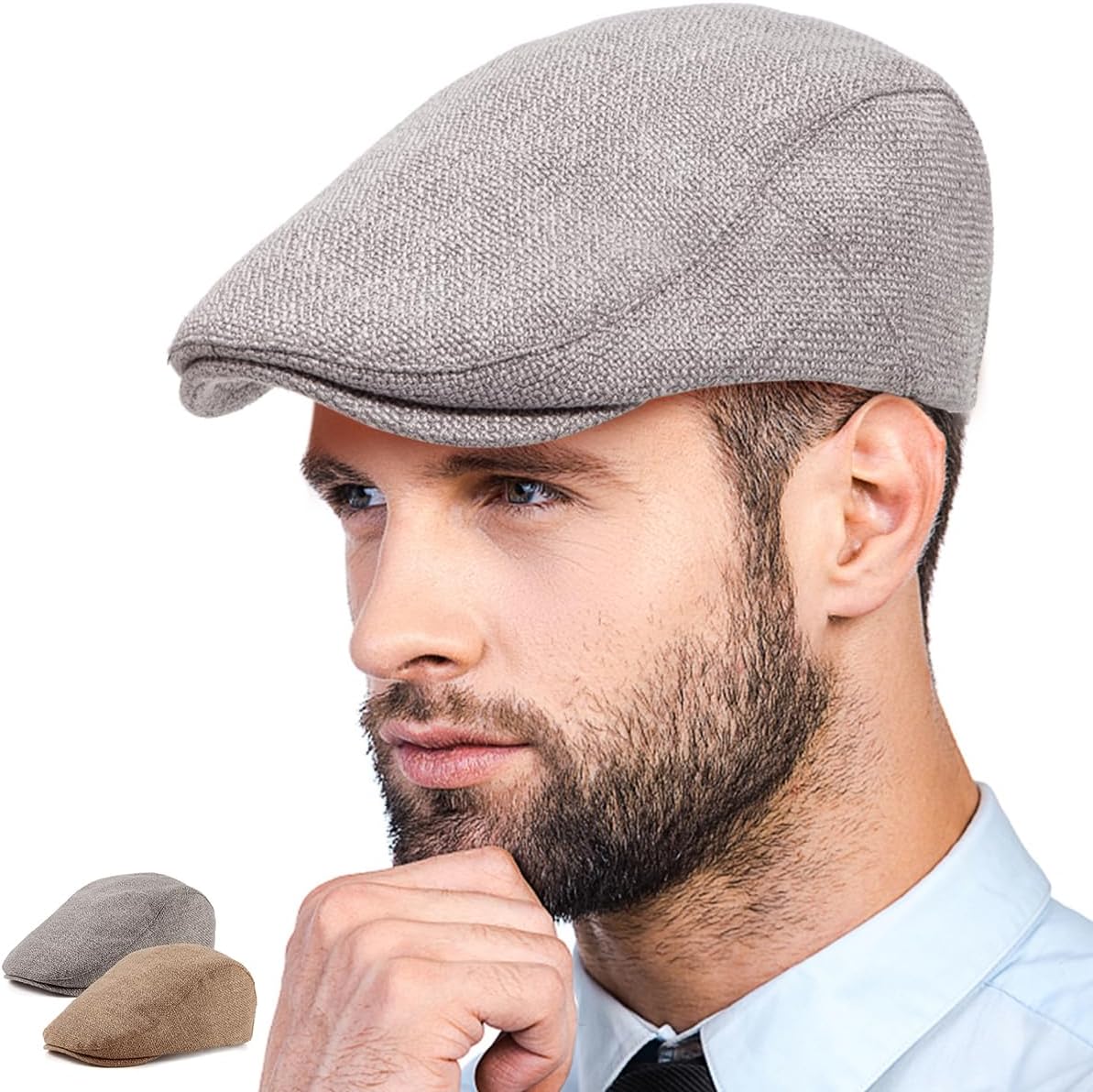 2-Pack Unisex Flat Cap Newsboy Hats for Men Women Casual Adjustable