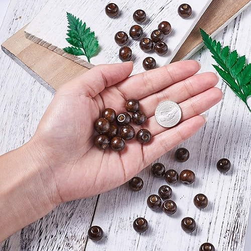 Miniatura 9 de 100 cuentas redondas de madera natural, bisque sin terminar, agujero grande, espaciador de madera, cuentas sueltas de 0.787 x 0.709 in para