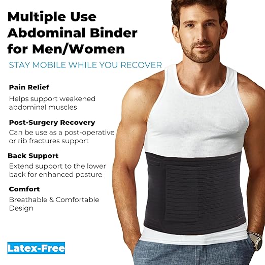 Faja Abdominal Reian para Hombre Post Cirugía, Compresión Abdomen, Large, Negro miniatura 2