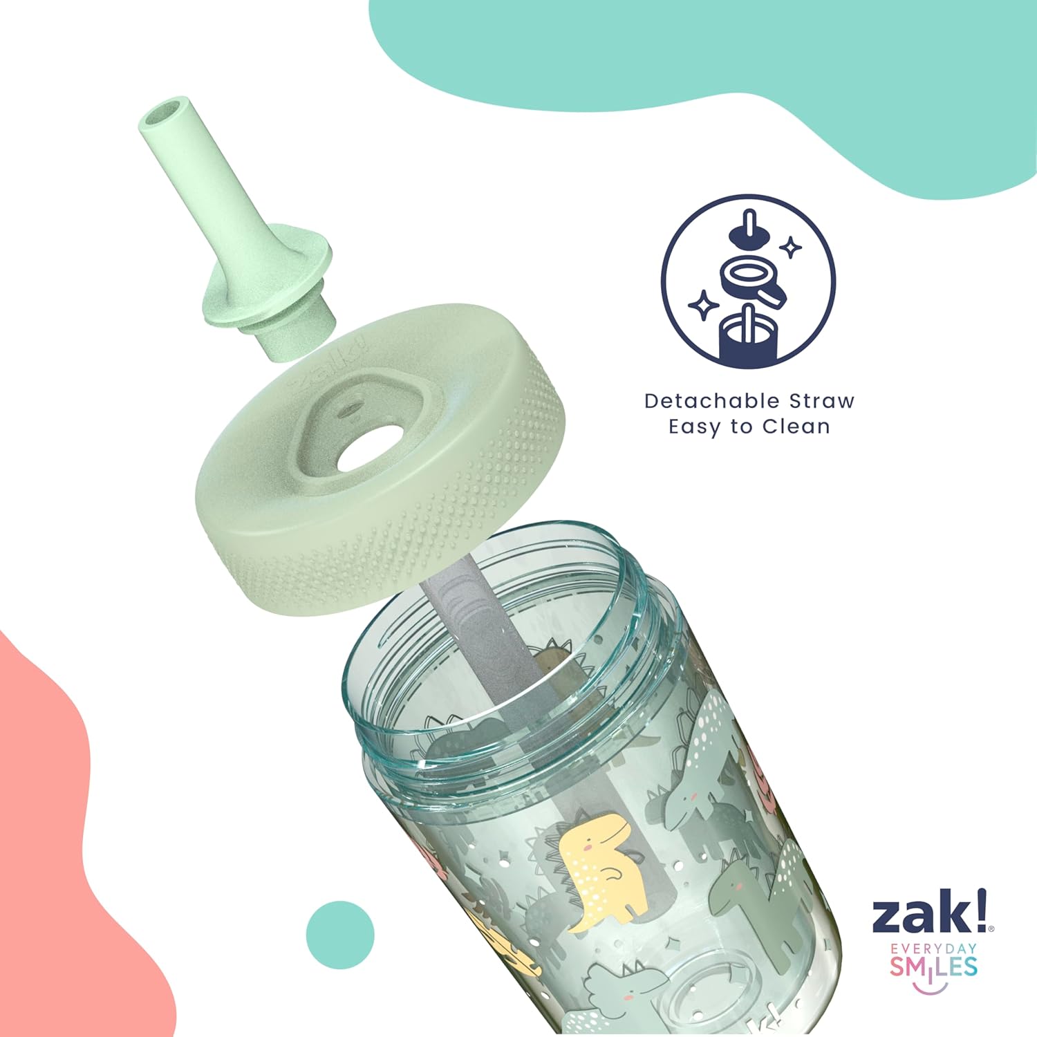 Zak Designs Capri Toddler Tumblers For Travel or At Home, 9oz 2-Pack Double Wall Plastic Sippy Cups With Leak-Proof Design is Perfect For Kids (Fairy Tales, Rainbow Magic) - Image 6