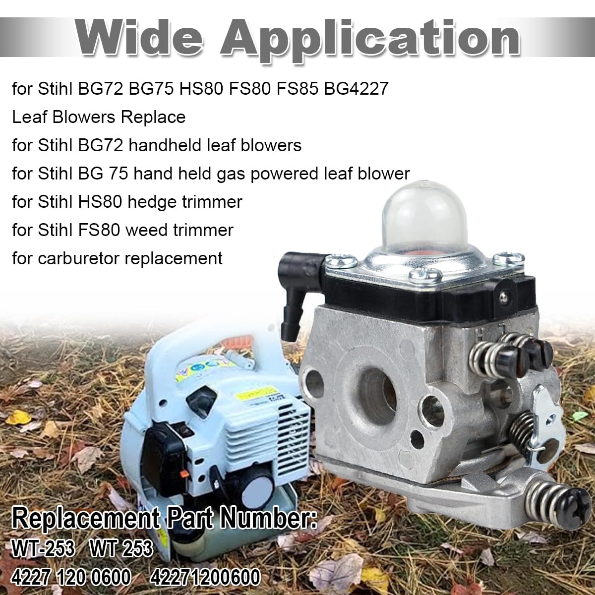ZAMDOE WT-253-1 Carburateur pour Stihl BG72 BG75 HS80 FS80 FS85 BG4227 Souffleuses à Feuilles Remplace WT253 42271200600 avec Filtre à air Bougie d'allumage Filtre à Carburant Ligne de Carburant