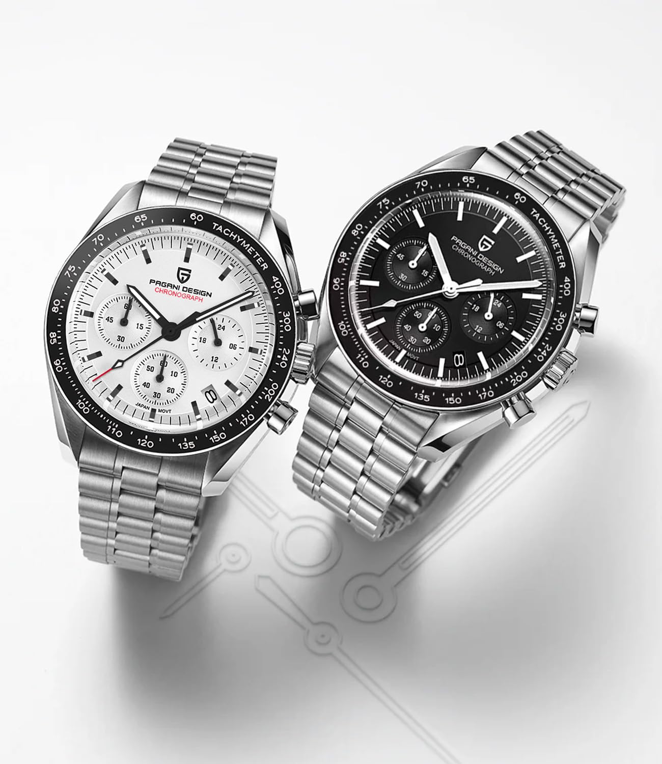 RollsTimi PD 1701 Orologio Uomo VK63 Orologio al Quarzo Cinturino in Acciaio Inox 100 Metri Resistente all'Acqua Elegante Sport Business Elegante Orologi Regalo da Uomo.