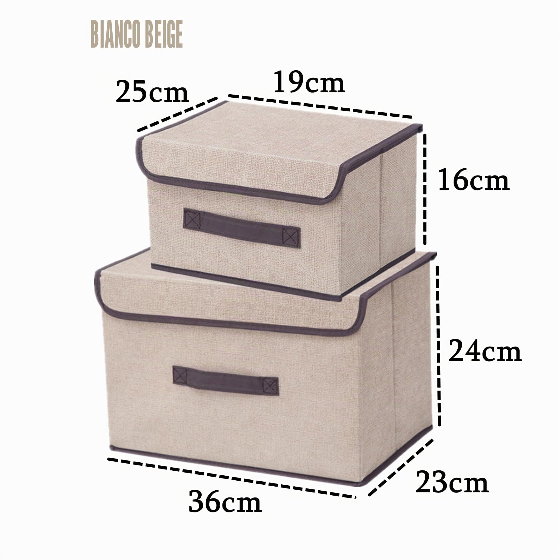 Scatole Portaoggetti in Tessuto,Scatole Portaoggetti Scatole per Armadio con Coperchio Set,Pieghevole,Contenitore per Armadio,Vestiti,Armadi (12pack:26cm/6pack+36cm/6pack, Beige Bianco)