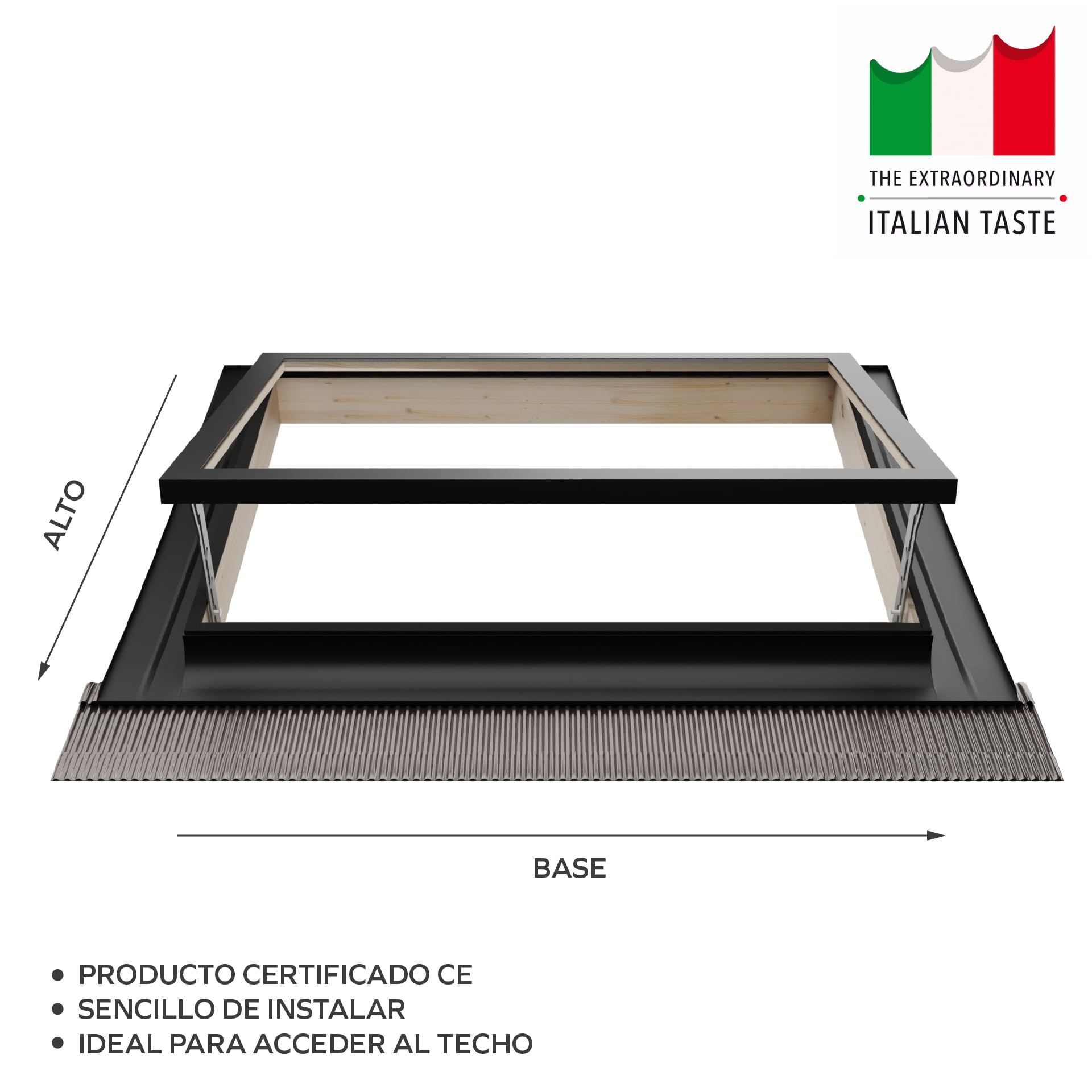 Emica - Claraboya abertura Vasistas en Aluminio | Línea Best Vidrio Antigranizo y Seguridad Interna 4T-9-4T | Tirador con 4 posiciones de apertura | Ventanas para Tejados (55x45 Base x Alto)