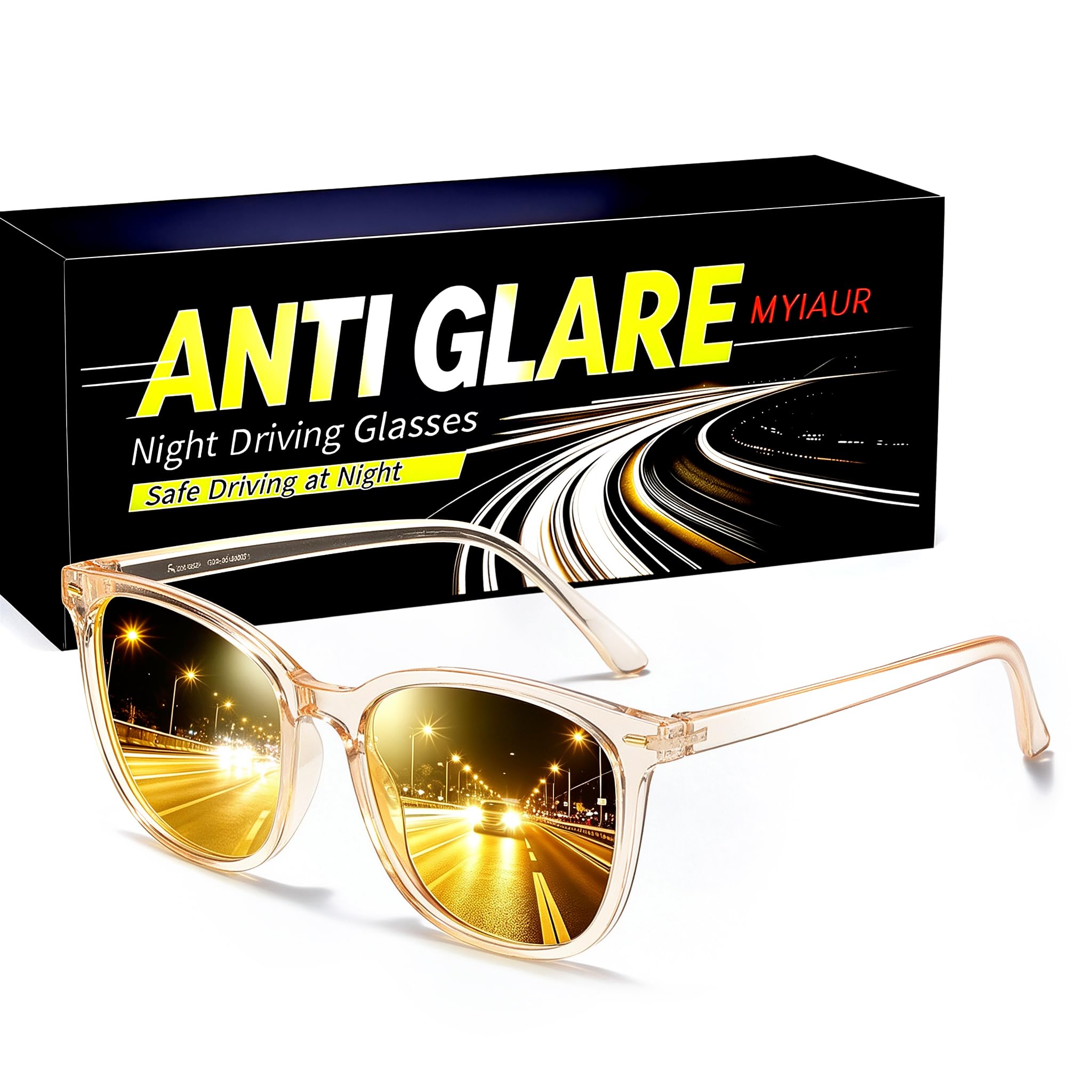 Myiaur Polarized Night Vision Glasses for Women, Anti-Glare Yellow Lens