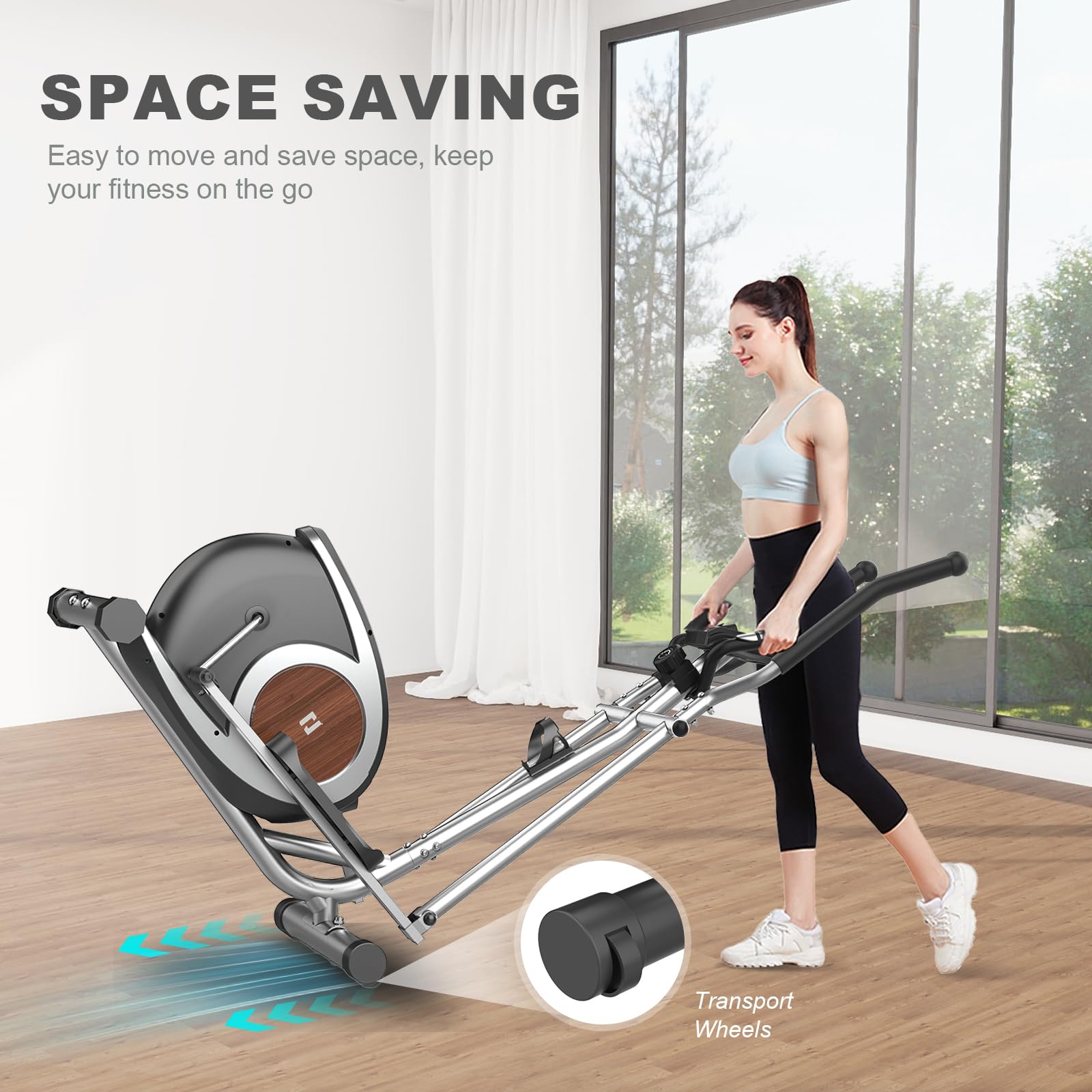 Ellittiche Magnetico con 16 Livelli di Resistenza, Macchina Ellittica Ultra-silenziosa Per la Casa, Monitor LCD, Portabottiglie, Capacità di Carico 120KG Nero