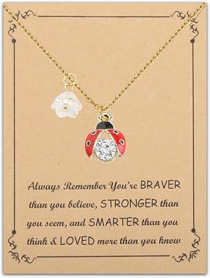 FUSTMW Ladybug Pendant Necklace Bracelet Ladybug Gifts Jewelry Ladybug Necklace Charm Inspirational Gifts for Women ladybug necklace gold