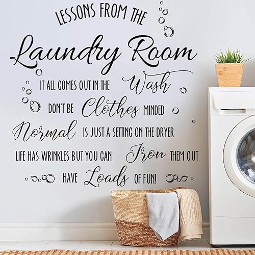 Miniatura 5 de Adhesivo de pared para lavandería: lecciones de la lavandería - Cita de lavado y secado para el hogar y el apartamento