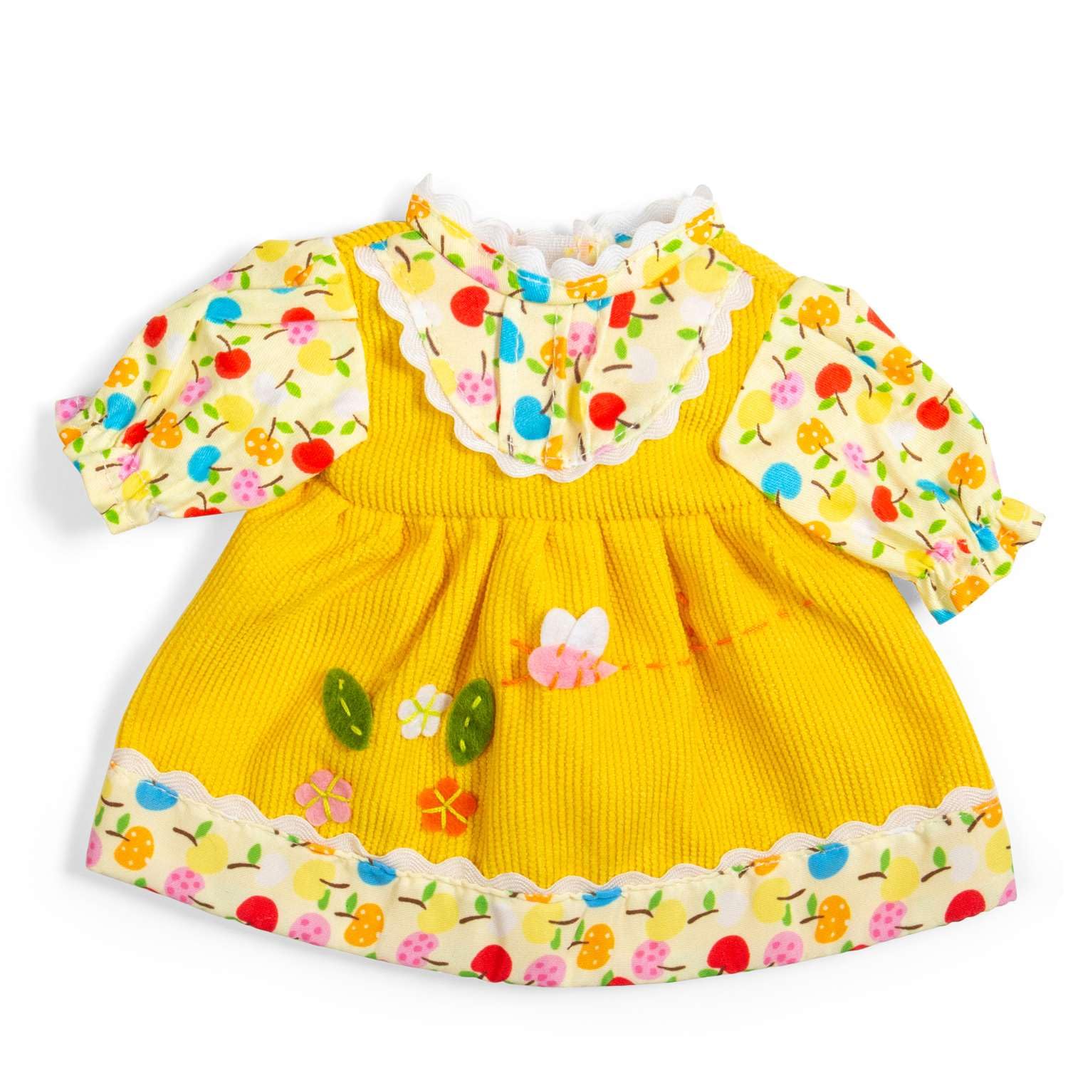 Bigjigs Toys Yellow Floral Doll Dress (Small) | Fun Outfit For Soft Dolls