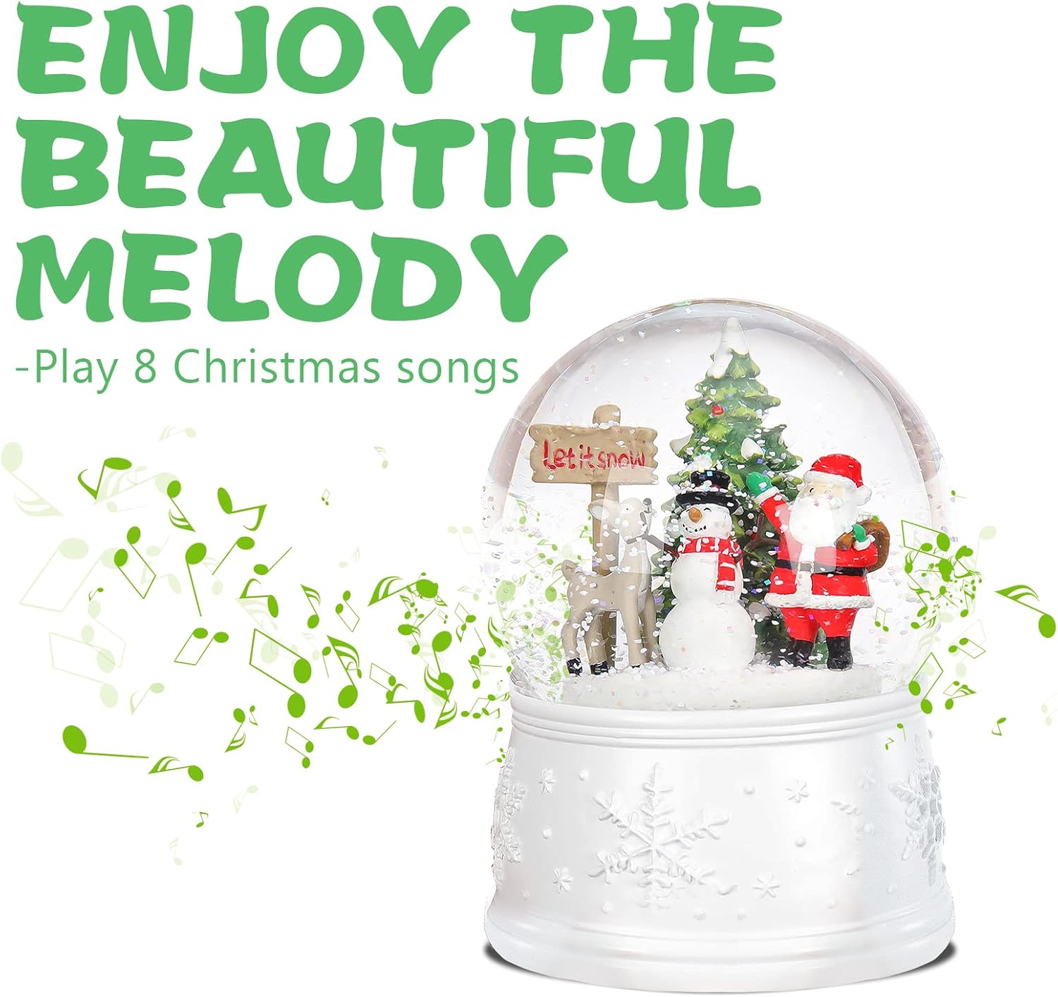 Vipush Christmas Snow Globe - Snowman Santa Style Musical Snow Globe with Color Changing Led Lights, Christmas Decorations with Music Box Gifts for Girls Kids, Decorations for Christmas & Birthday - Image 3