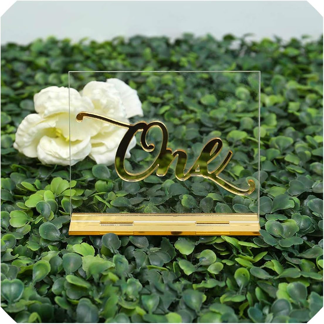 Custom Clear Acrylic Wedding Table Numbers Calligraphy Gold