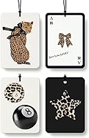 Vista 12 de Ambientador de coche con estampado retro de guepardo, 4 piezas, estampado de leopardo, 8 bolas de la suerte, ambientador colgante para el hogar