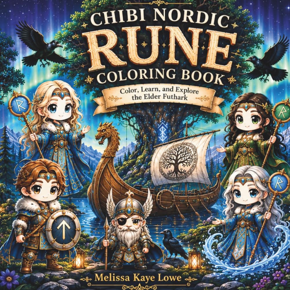 CHIBI NORDIC RUNE COLORING BOOK: COLOR, LEARN, AND EXPLORE THE ELDER FUTHARK