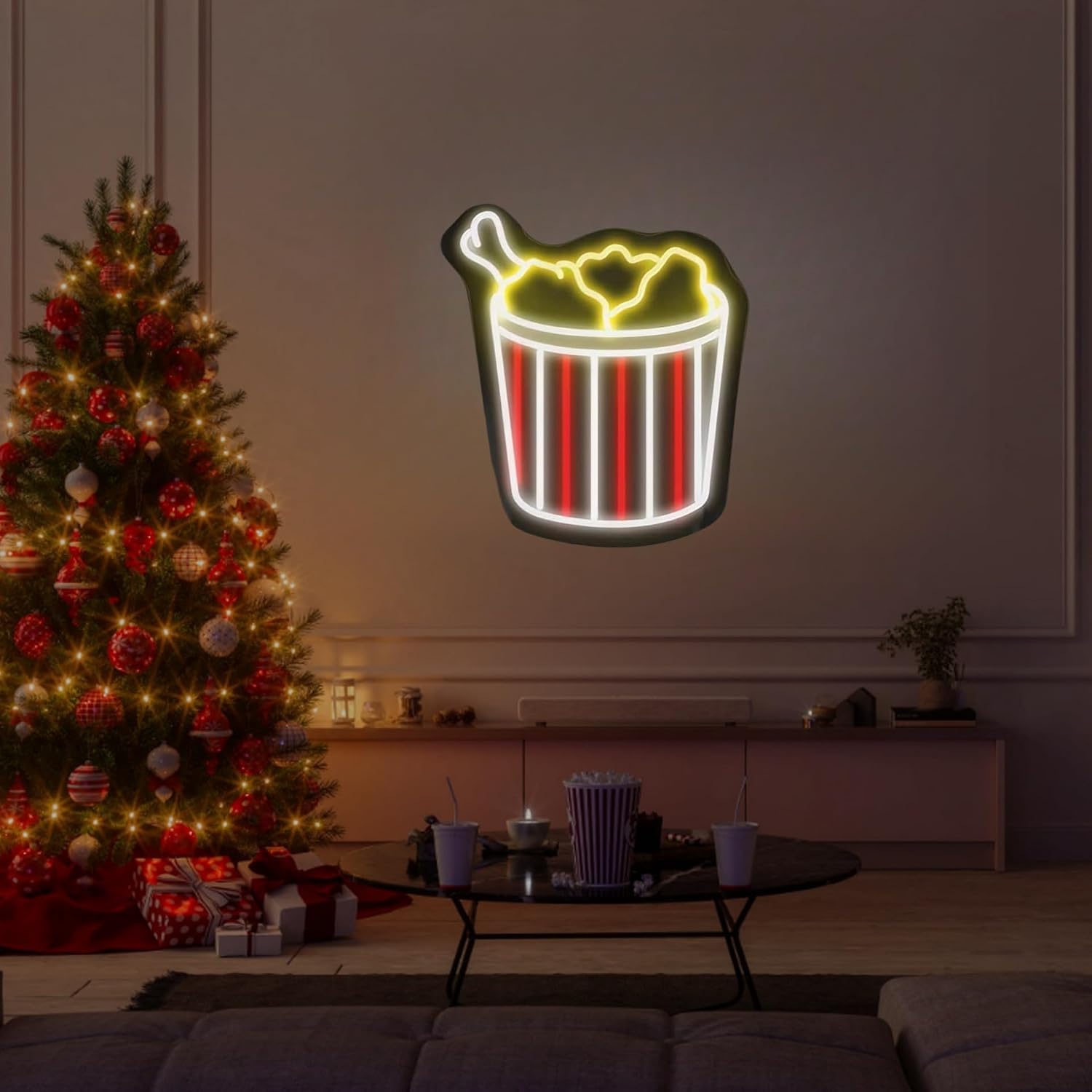 Chicken wings neon sign, Bucket of chicken led sign, Deep-Fried Chicken Neon sign, Hot chicken sign, Street food neon sign for Fast Food Shop Restaurant Kitchen Home Party