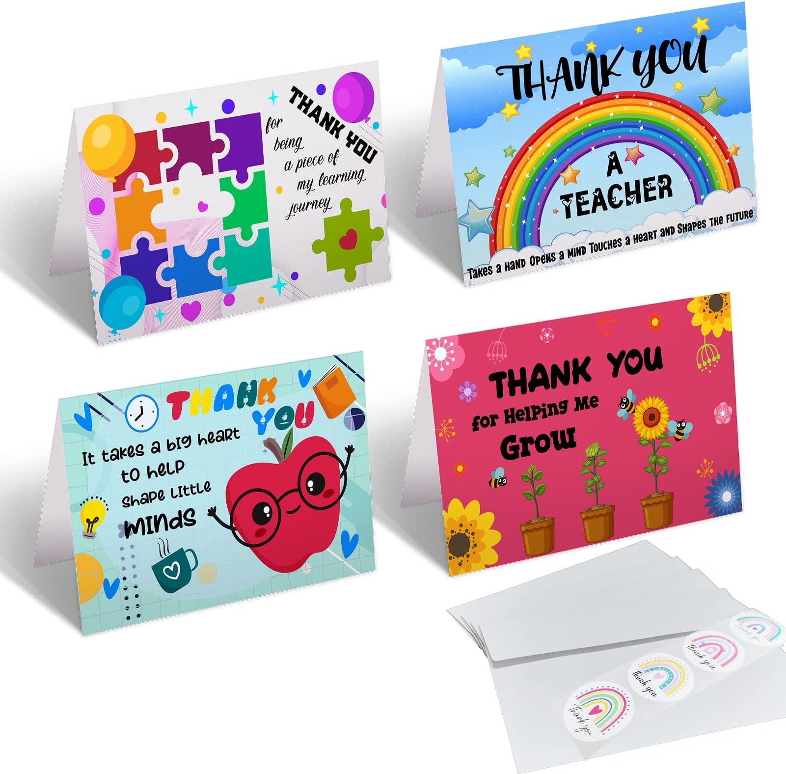 Thank You Teacher Cards, 8Pcs Thank You Teacher Appreciation Greeting