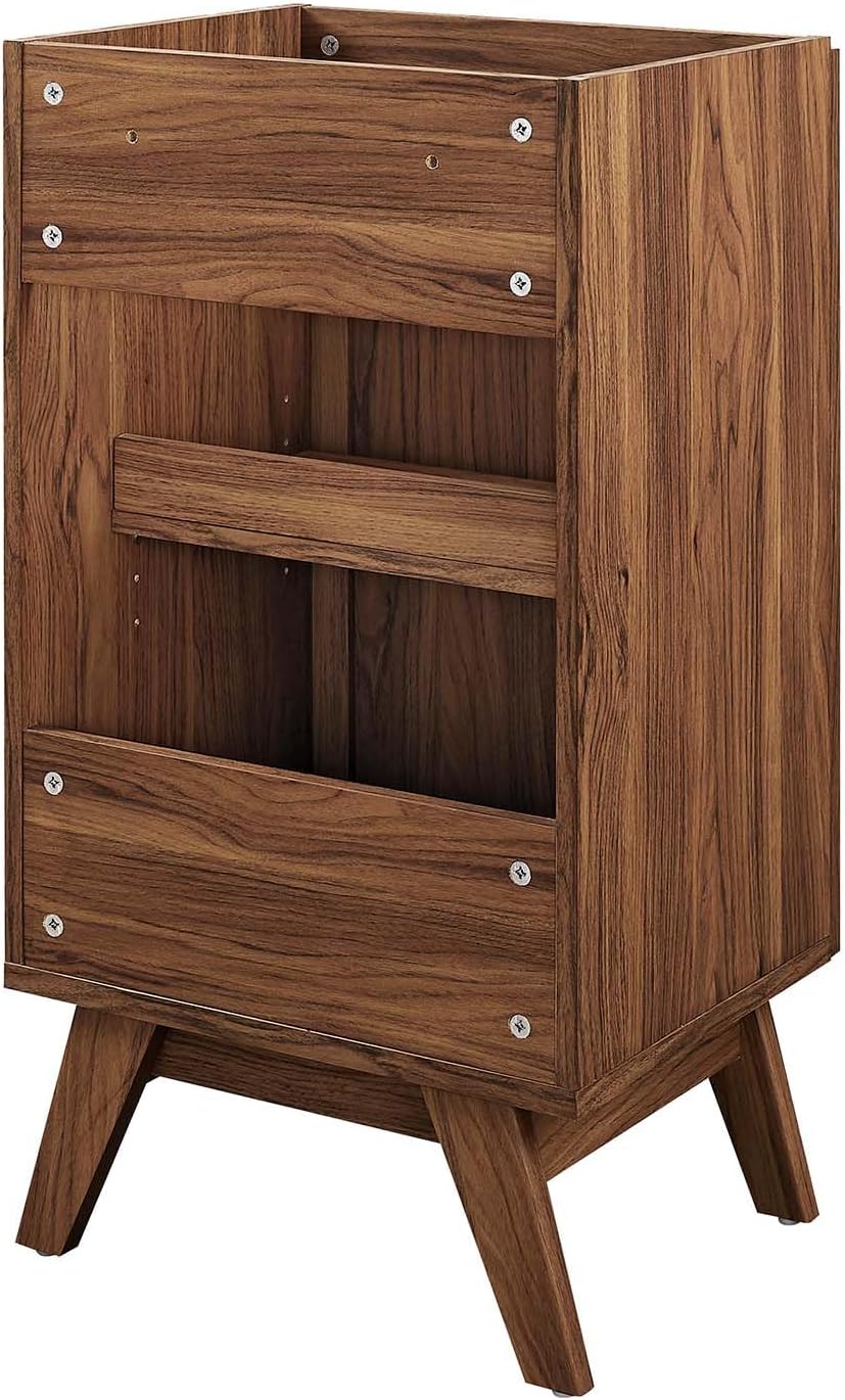 Modway Soma Rattan Weave Bathroom Vanity Cabinet (Sink Basin Not Included), 18 Inch, Walnut