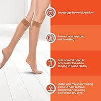 Vista 3 de Medias de apoyo alto hasta la rodilla para mujer, nailon de compresión de 10-15 mmHg (negro, S)