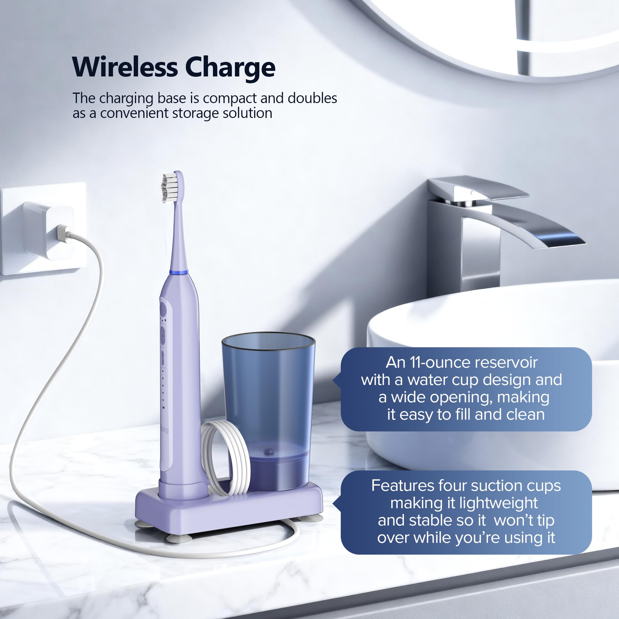 Cepillo de dientes eléctrico con hilo dental combinado para cepillado de dientes y hilo dental, cepillo de dientes eléctrico sónico para adultos, hilo dental inalámbrico para el hogar y viajes