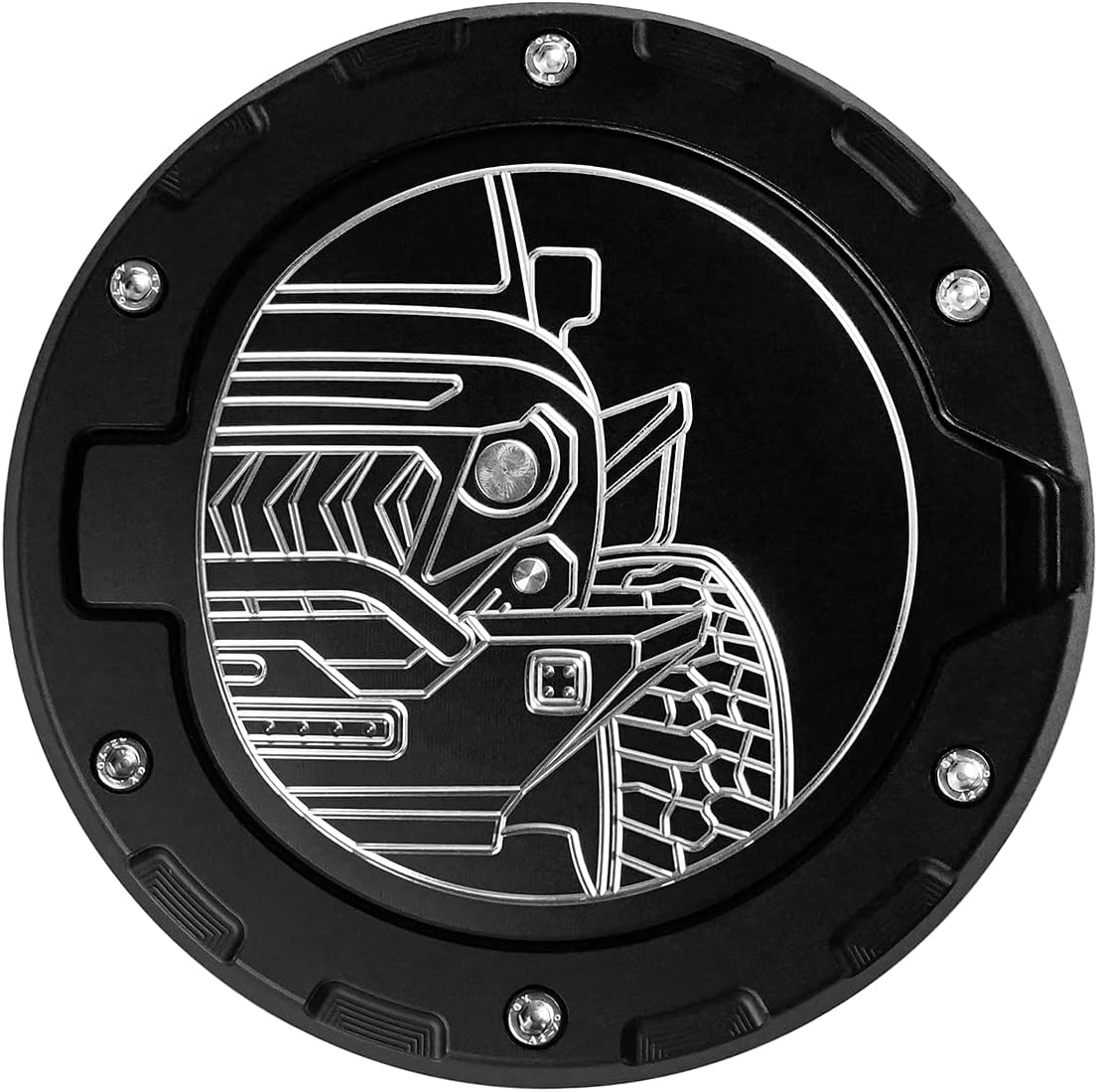 Hooke Road Half Face Aluminum Gas Cap Cover Fuel Filler Tank Cool Things Compatible with Jeep Wrangler JK & Unlimited 07-18