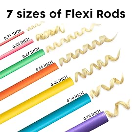 xnicx 47 pcs 7\'\' Hair Curlers Rollers Flexi Rods Flexible Curling Rods Set No Heat Heatless Bendy Foam Hair Curls for Long,Medium,Short Hair to Sleep in