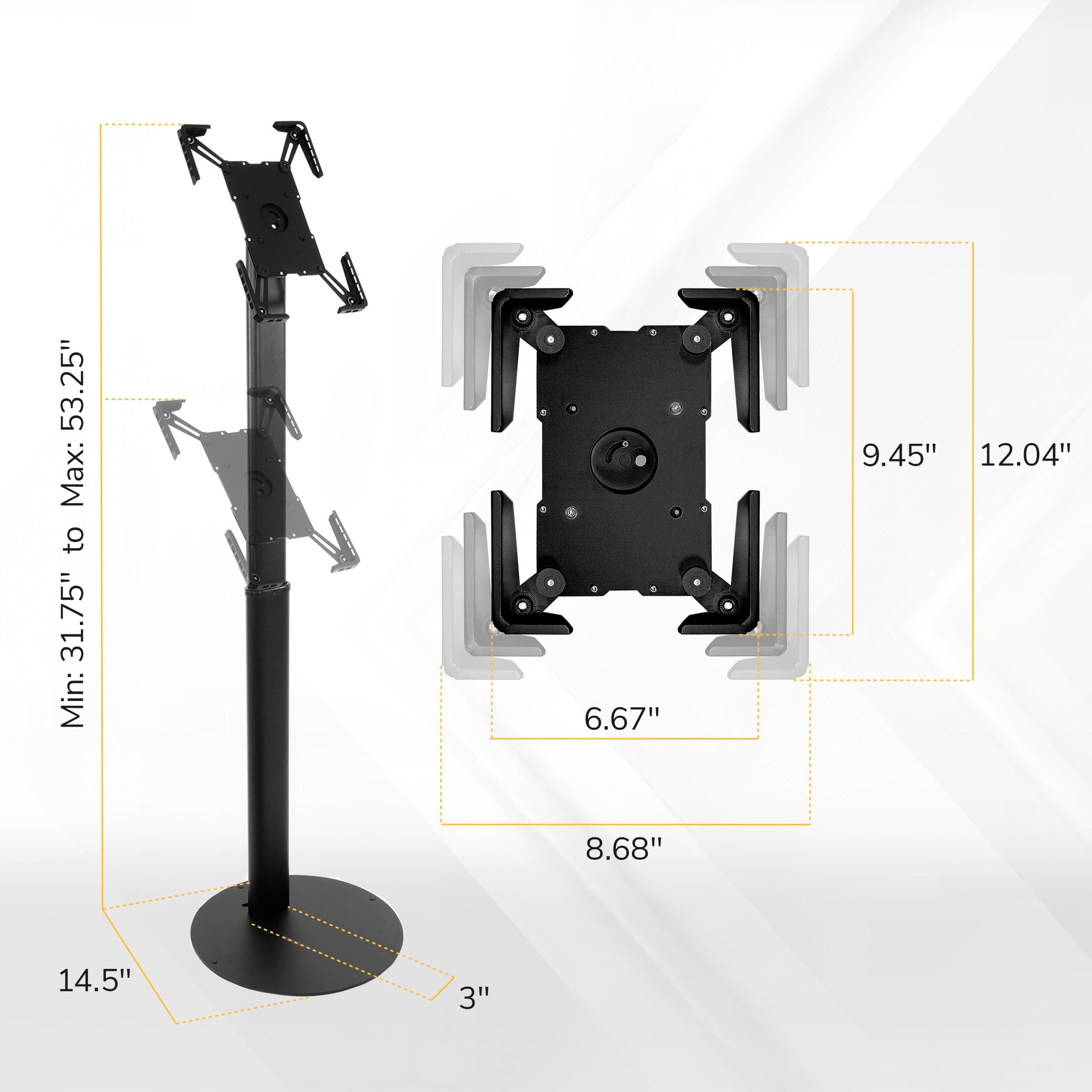 Mount-It! Uniwersalny stojak na tablet antykradzieżowy, pasuje do iPada Pro, Galaxy Tab, Surface Pro 9,7-13-calowych tabletów | Regulowany stojak podłogowy z bezpieczną blokadą do użytku detalicznego,