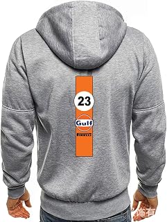 LICEEL Mens Hooded Sweatshirts Lightweight Zip Up Jackets with GULF Graphic Pullover Hoodie Casual Jacket(Color: light grey,Size:M)