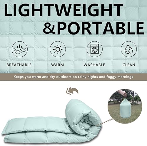 Miniatura 6 de zzlamb Manta de camping hinchada repelente al agua, manta de viaje portátil para exteriores, colcha ligera y cálida para sofá, avión, coche, teatro,