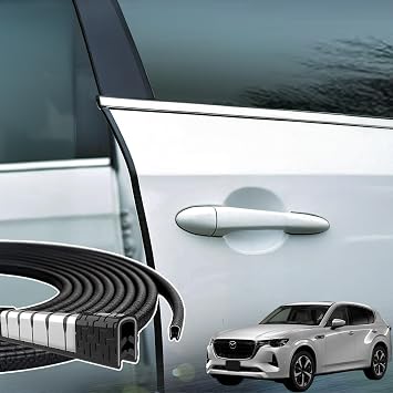 WeCar Mazda CX-60 Car Door Molding Edge Protector Edge Molding Guard Protector U Shape Scratch Protection Noise Reduction Anti Collision Free Cut 16.4 ft 5 m x 2 Pcs Set Stainless Steel Fender