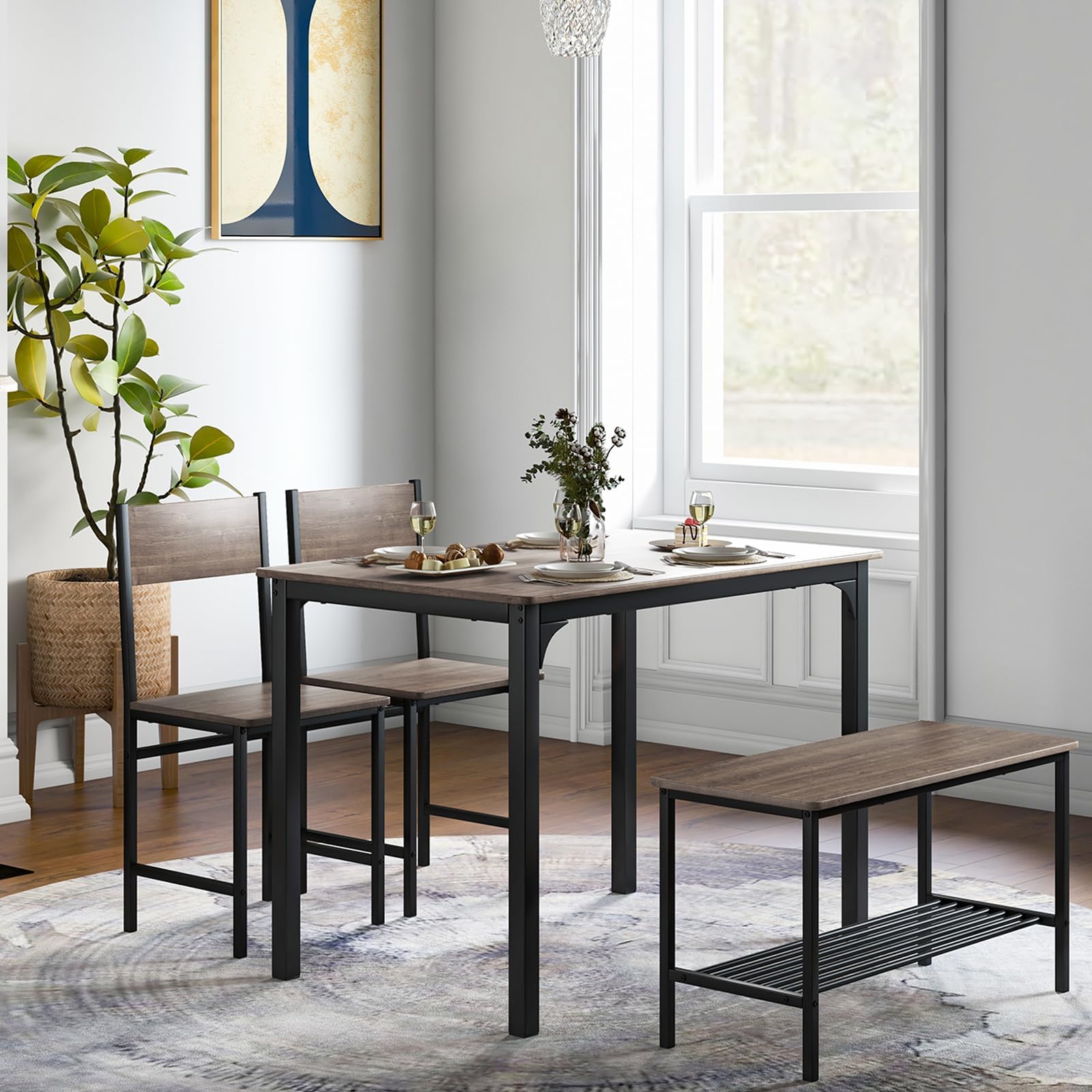 Space Saving Dining Table For 4 Amazon.com - GOFLAME 4-Piece Dining Table Set for 4, Industrial Kitchen