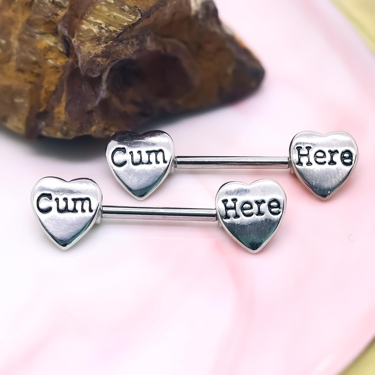 VERAMI 14G 16G Bat Devil Heart Nipple Rings Stainless Steel Heart Nipple Barbell Rings Tongue Rings Body Piercing for Women Men